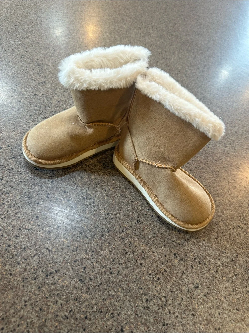 Kids Faux Suede & Faux Fur Winter Boots - Tan
